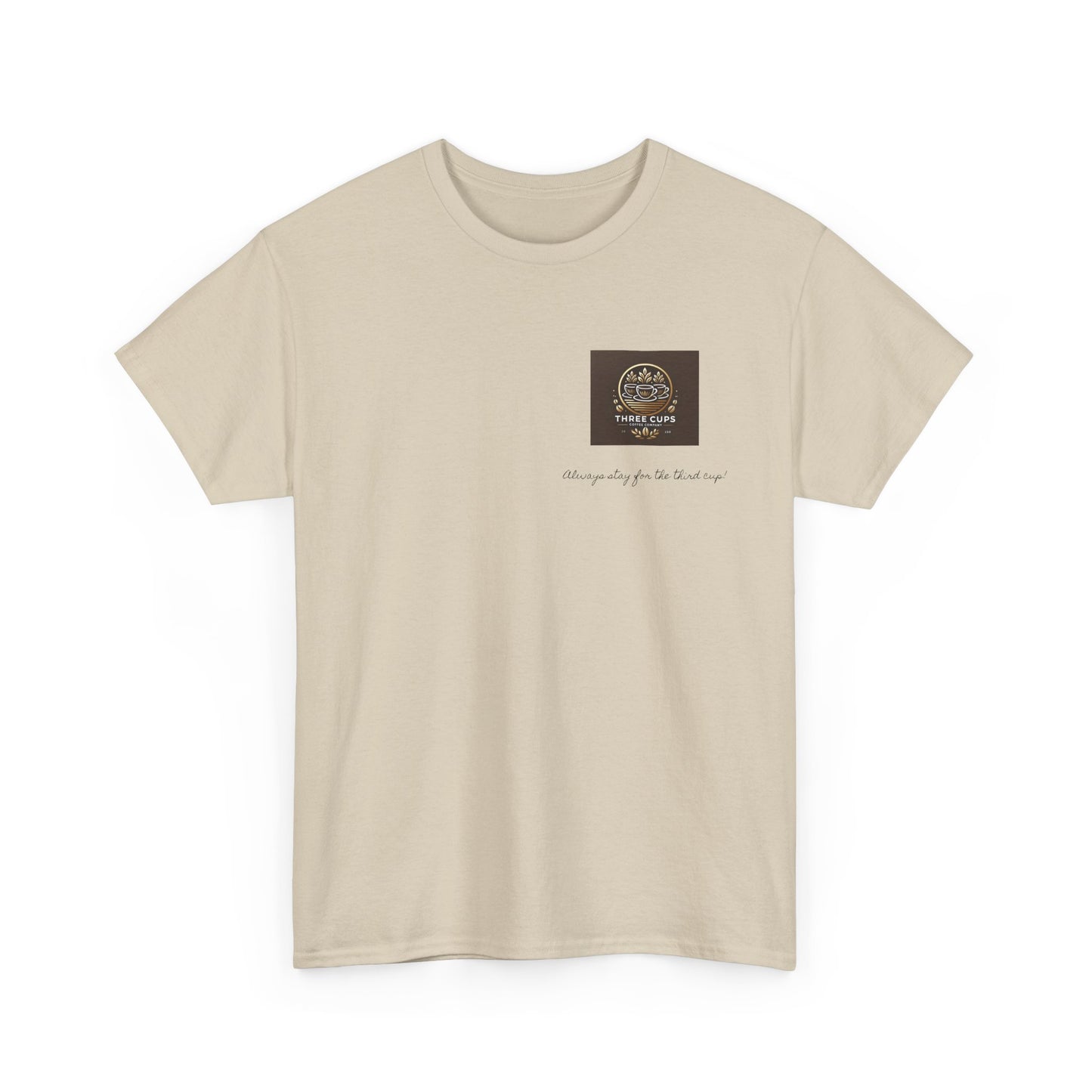 Three Cups Coffee Company Light Roast Front Logo Tee - Unisex Heavy Cotton