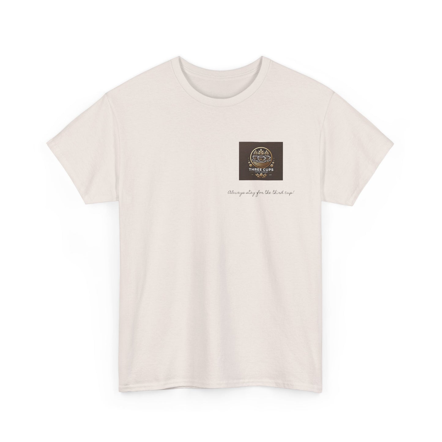 Three Cups Coffee Company Light Roast Front Logo Tee - Unisex Heavy Cotton