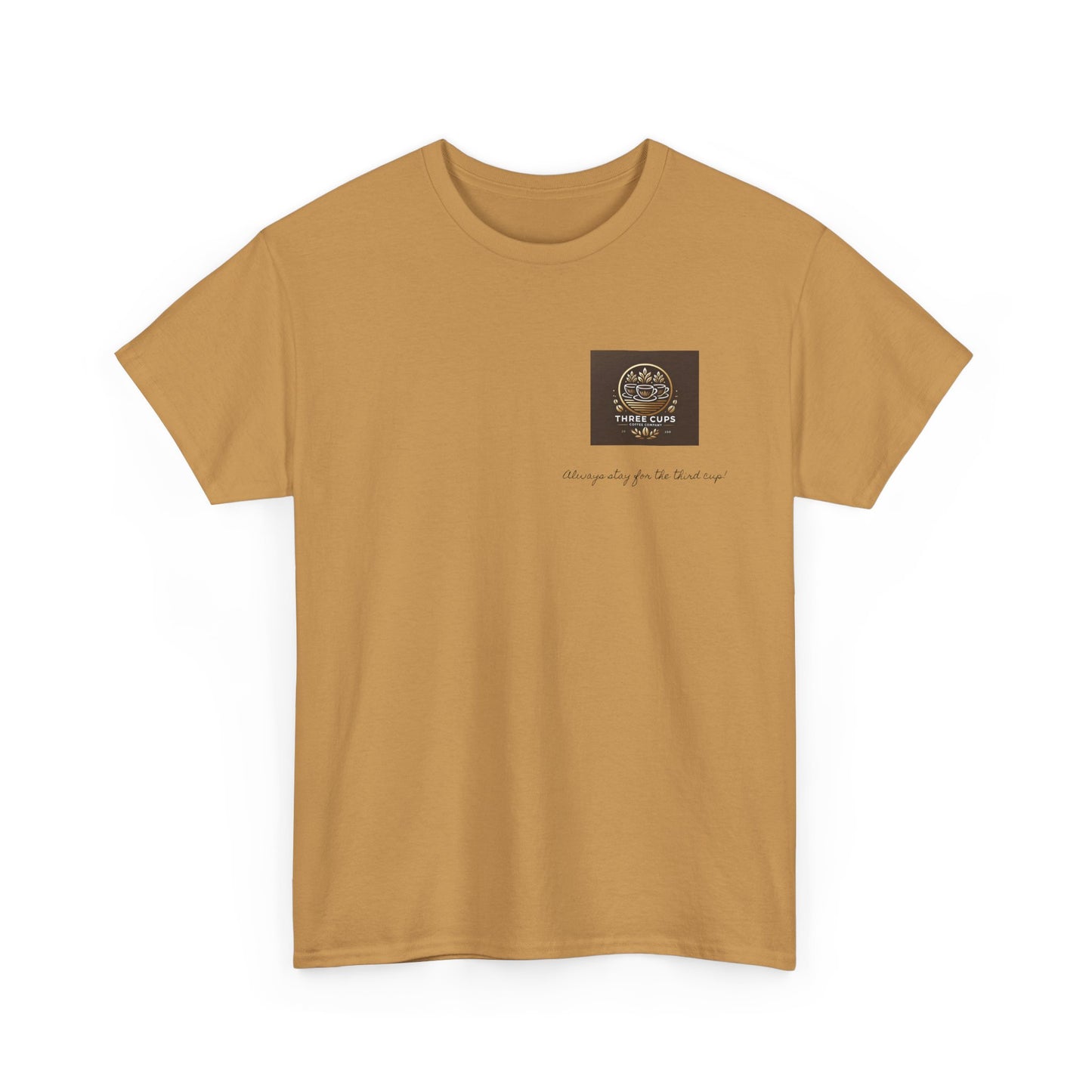 Three Cups Coffee Company Light Roast Front Logo Tee - Unisex Heavy Cotton