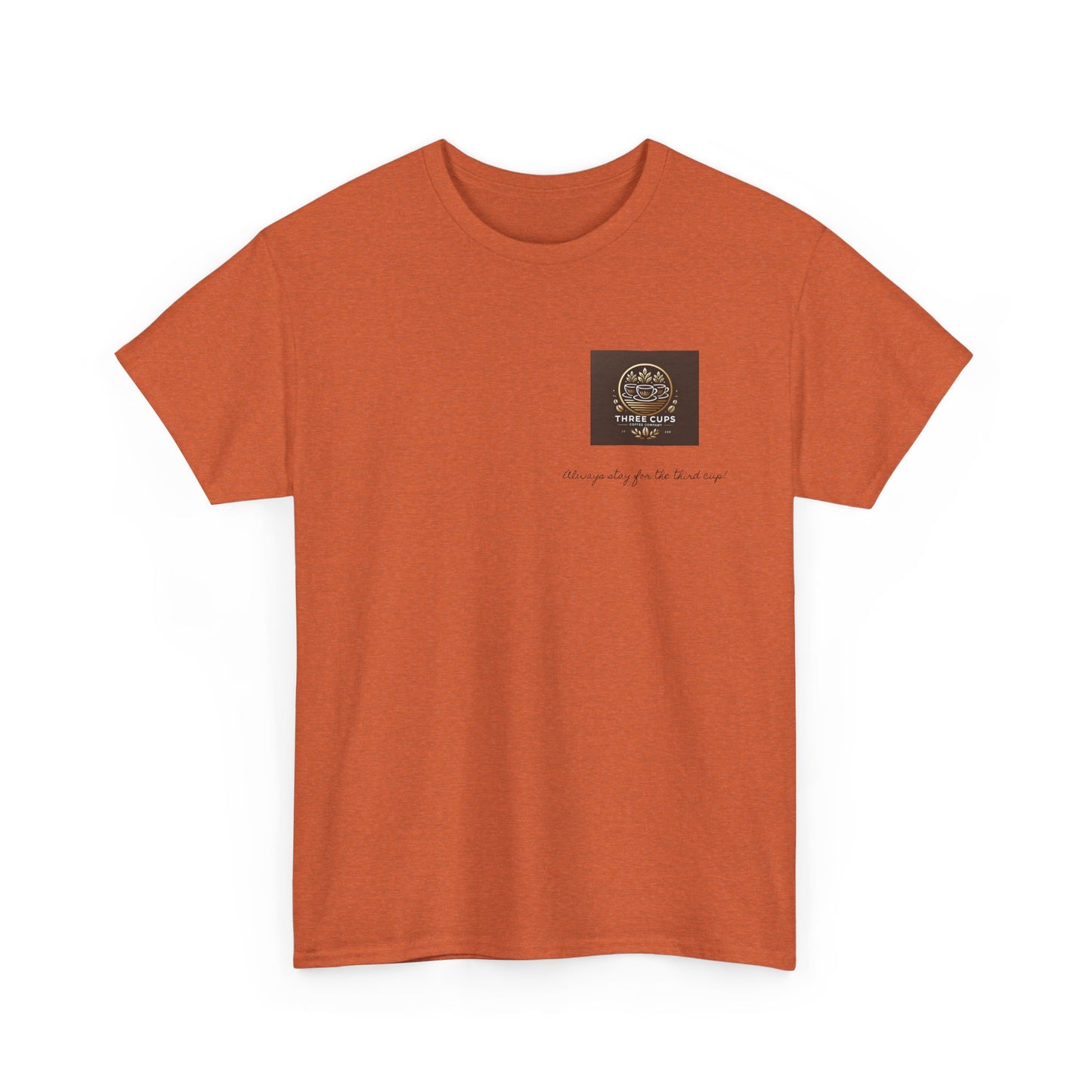 Three Cups Coffee Company Light Roast Front Logo Tee - Unisex Heavy Cotton