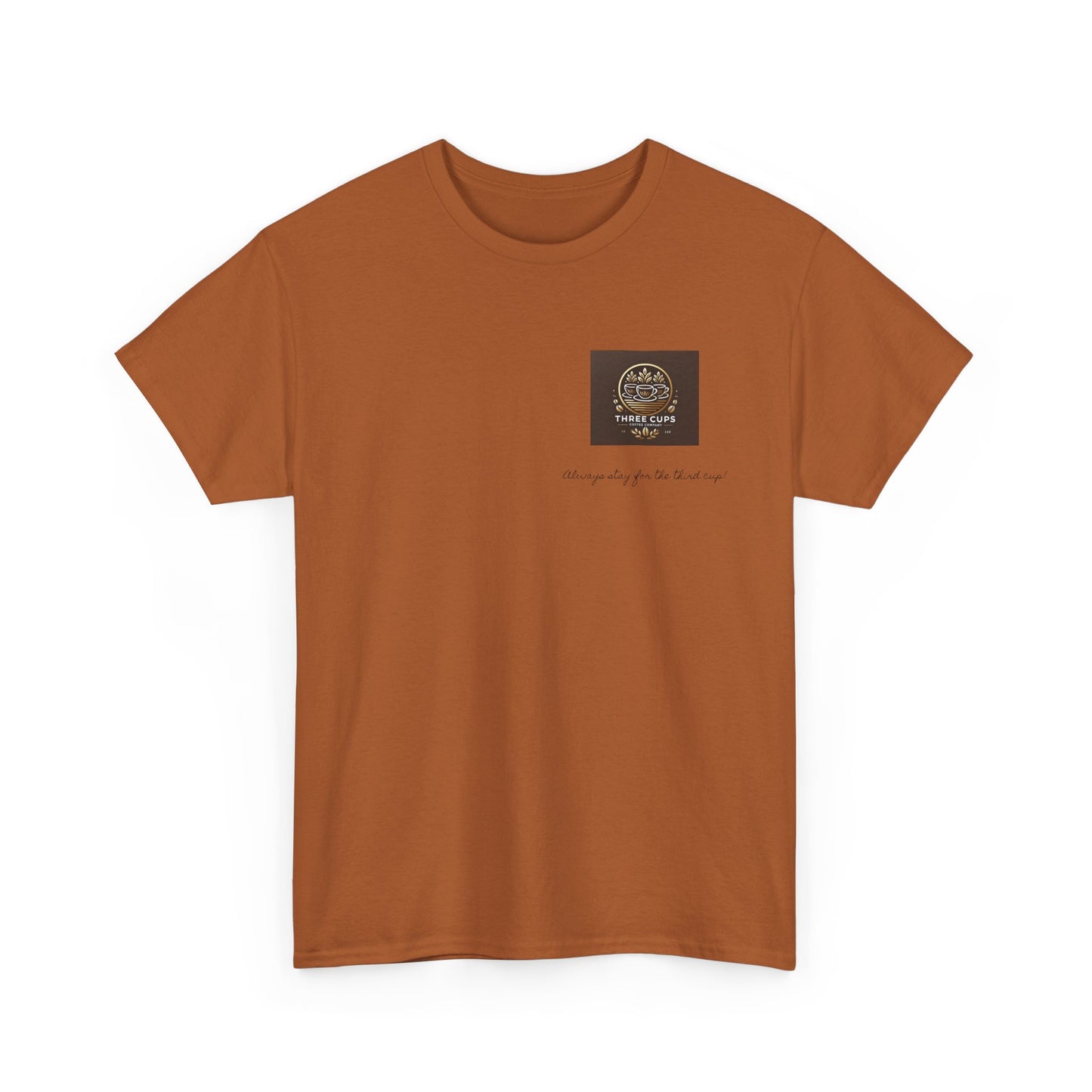 Three Cups Coffee Company Light Roast Front Logo Tee - Unisex Heavy Cotton