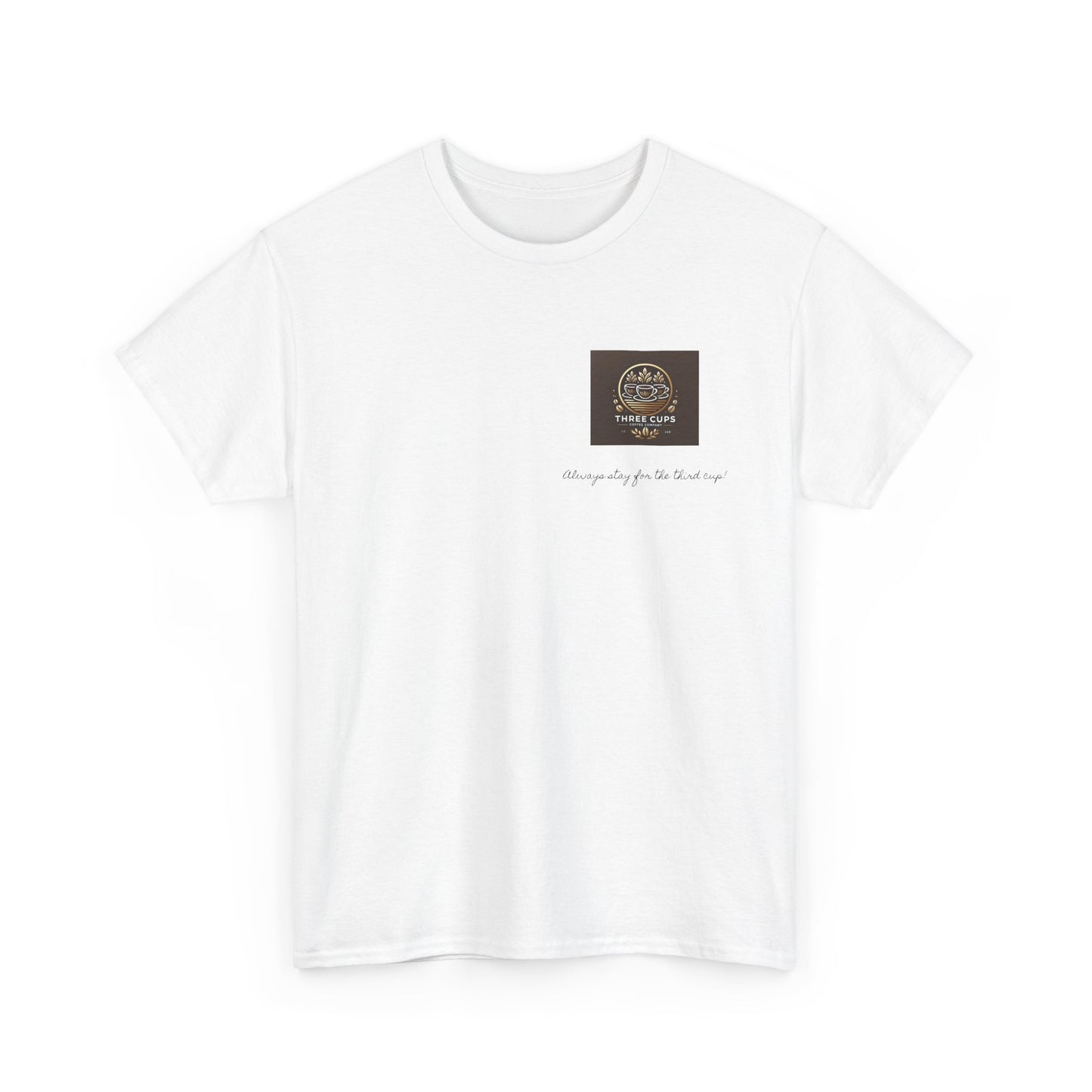 Three Cups Coffee Company Light Roast Front Logo Tee - Unisex Heavy Cotton